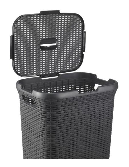 60 l kosz na pranie 60l ciemny szary Curver Rattan Style 3253920707031 16