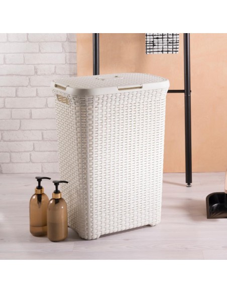 Kremowy 60l kosz na pranie Curver Rattan Style 3253920707000 6