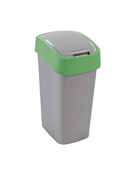Kosz 45 L na śmieci srebrny/zielony Curver Flip Bin 3253922172066 3